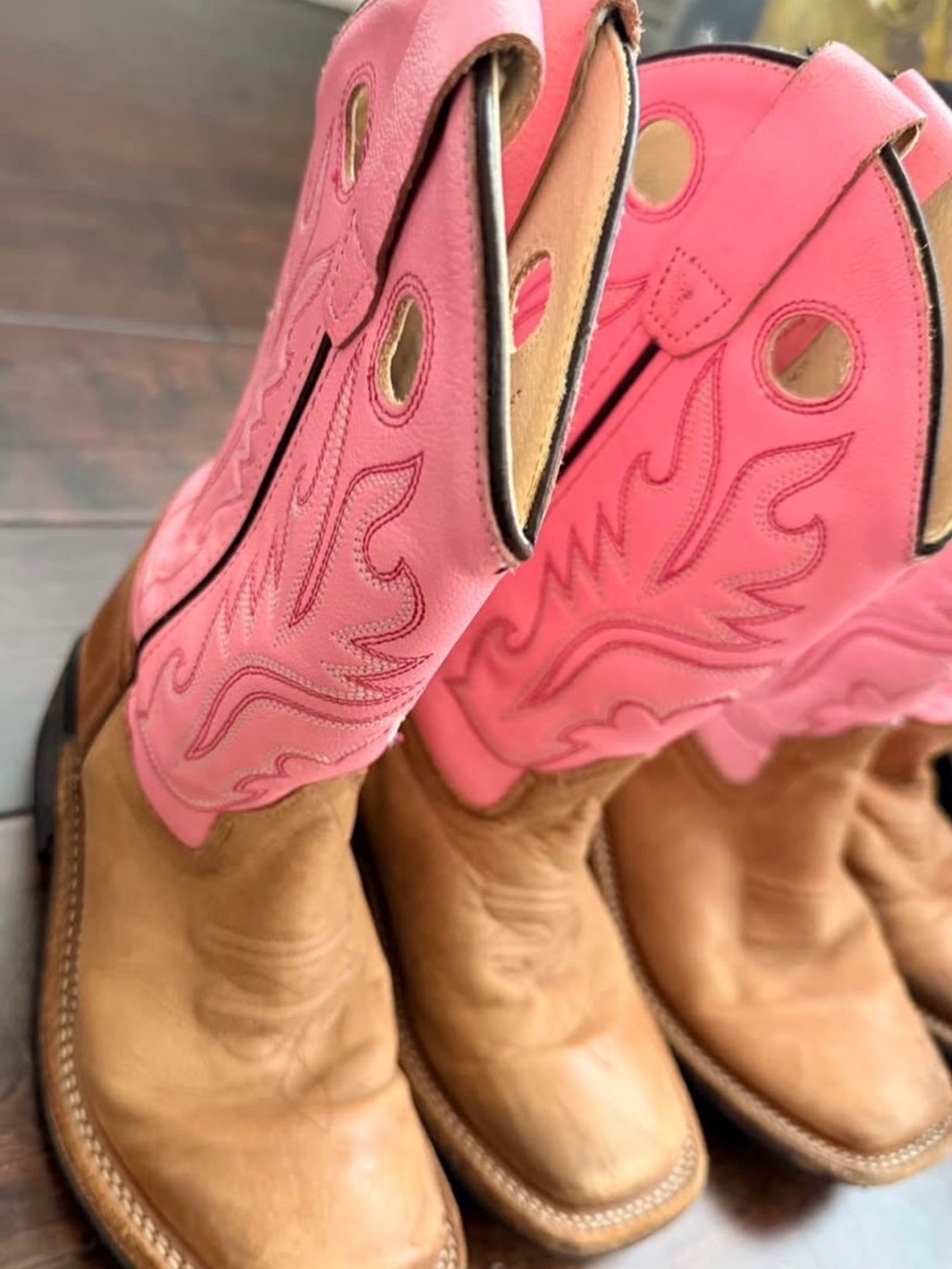 Pink & Tan Western Cowboy Boots